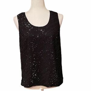 Dressbarn Elegant Black Beaded Shirt Sz Medium